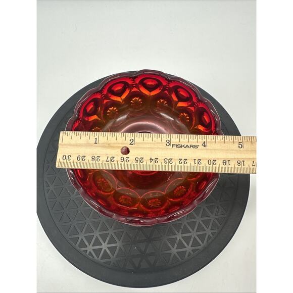 VTG. L.E. Smith Amberina Glass Moon and Stars Candle Holder Red Orange Ombré - Picture 6 of 7